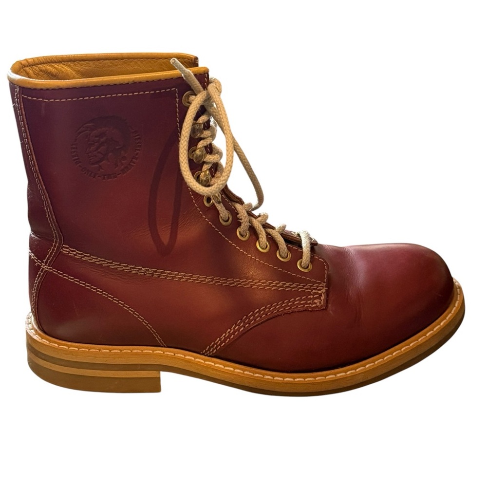Diesel Leather Combat Boots Brown Lace Up Lug Sole Size 41 8 US